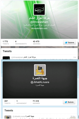 Screenshots of Twitter accounts